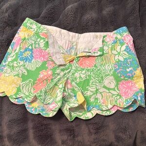 Lilly Pulitzer High Waist Green and Pink Shorts
